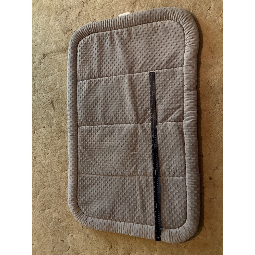 Taupe Grey Minky Dot Plush Pet Crate Mat Non-Slip Bolster Bed 31x18‎